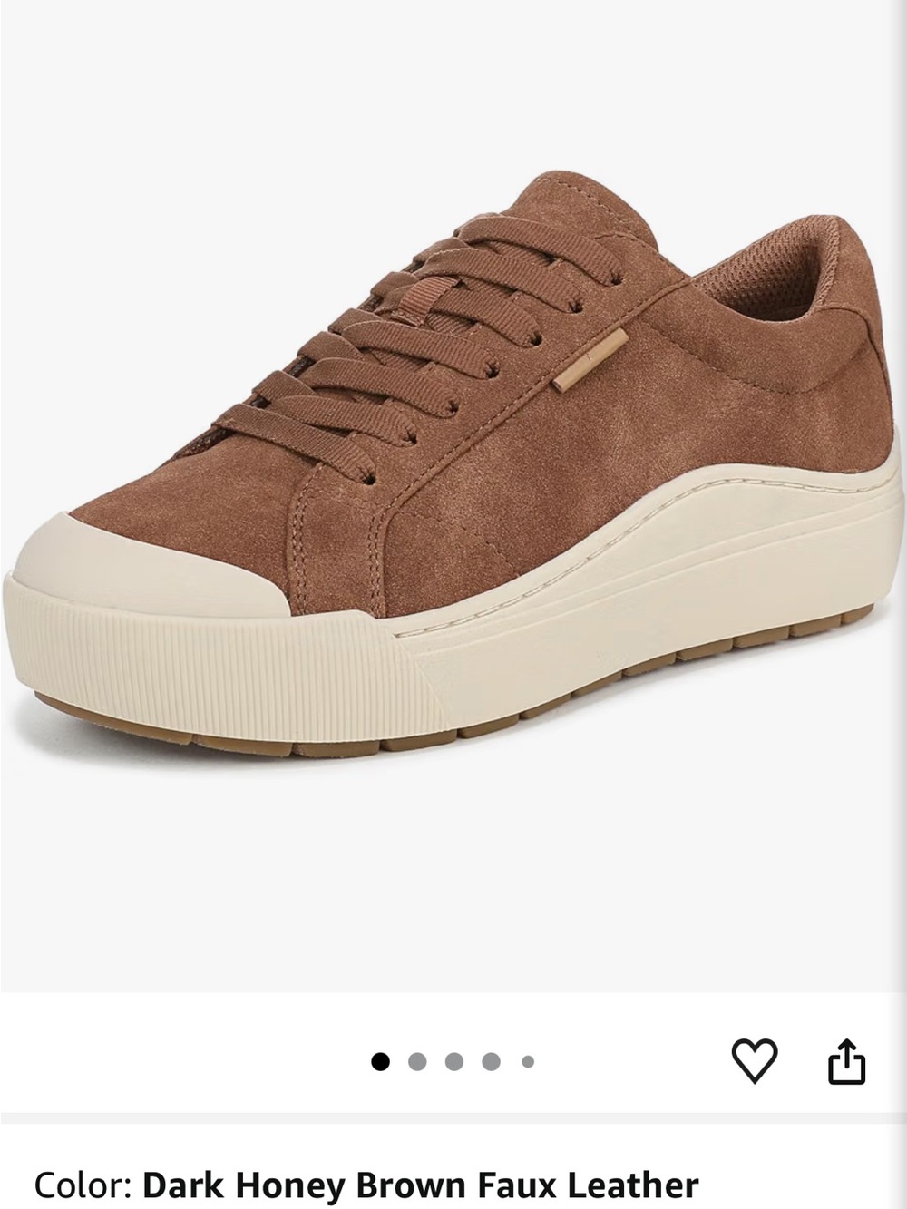 NWT Dr. Scholl's Dark Honey Brown Suede-Look Platform Sneaker Size 9